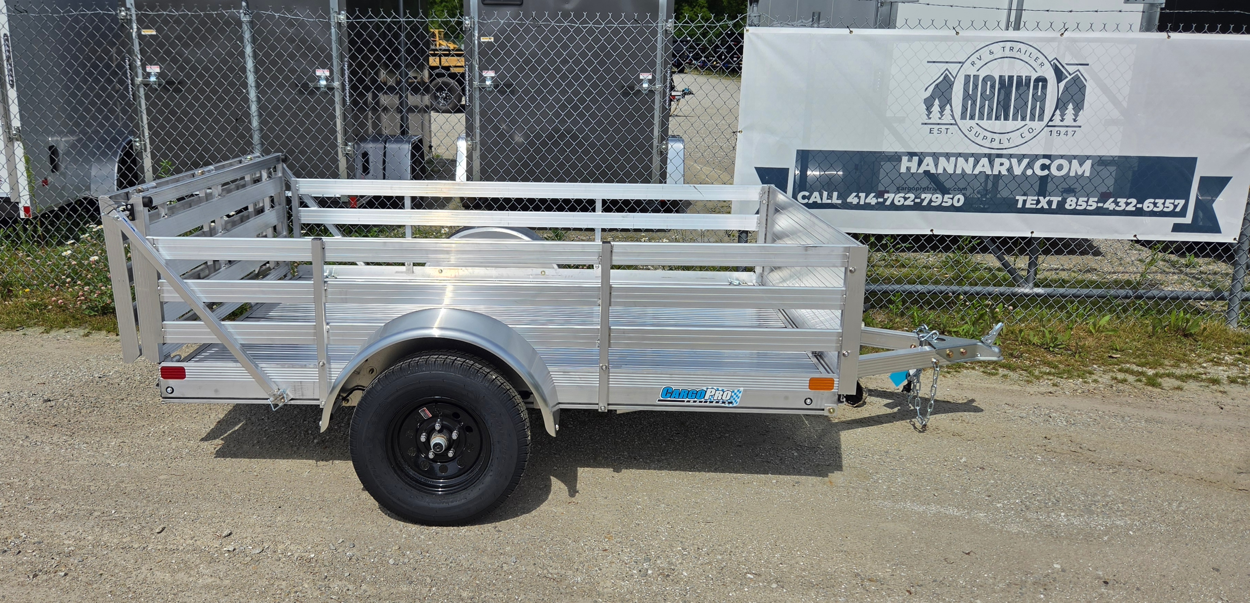 FlexHaul 64 X 8 All Aluminum UTility Trailer- Solid Front and Fence Style Side with Bi-fold Ramp